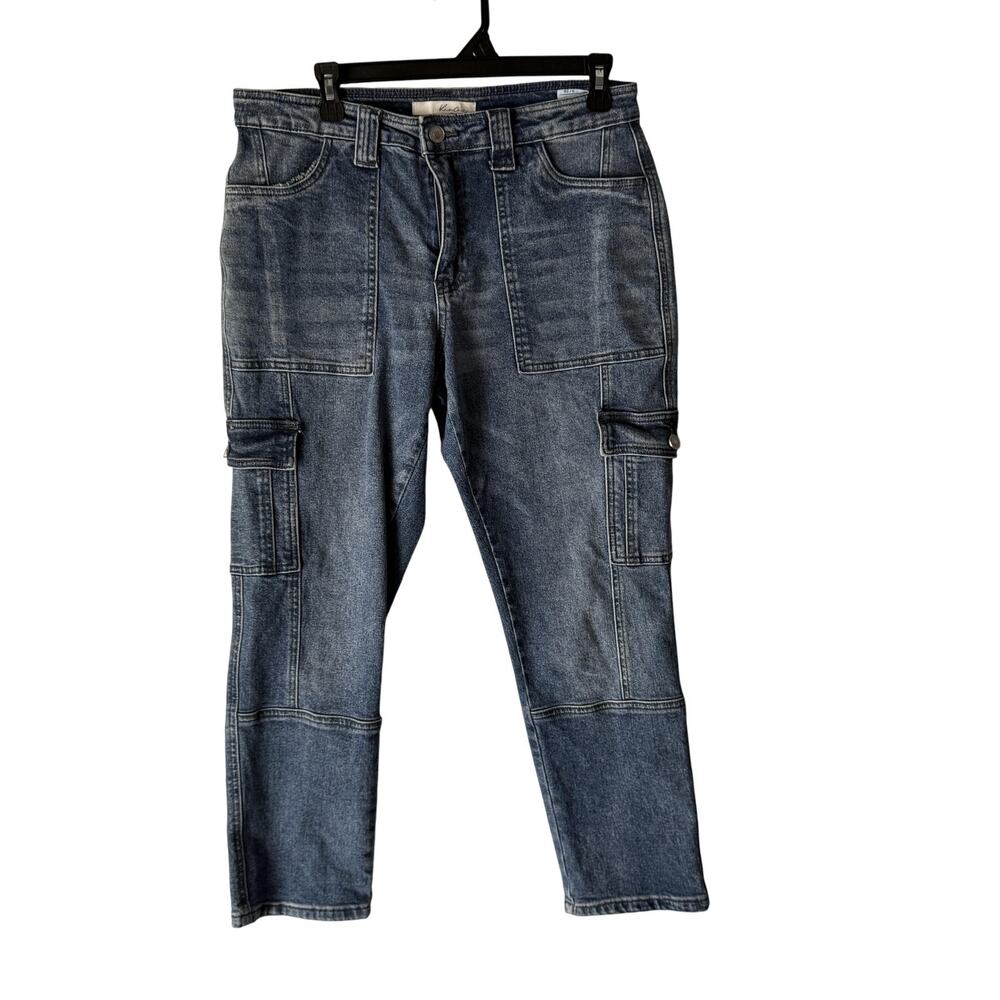 Kancan Jeans Womens 9 28 Cargo Utility Denim Straight Leg Pocket Stretch‎ Pants